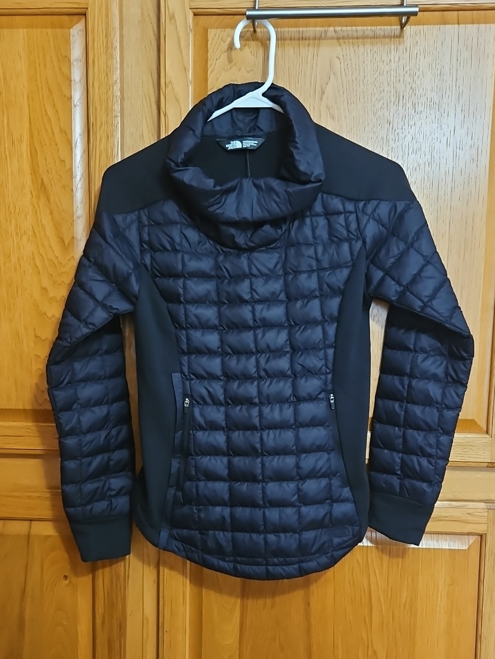 The North Face Black Quilted ThermoBall Puffer Jacket with Funnel Neck. Sz: XS